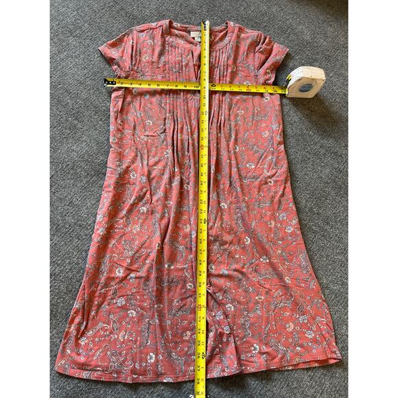 J.Jill Red Rocks Paisley T-Shirt Dress Medium Pintuck Pockets Casual - Picture 7 of 9